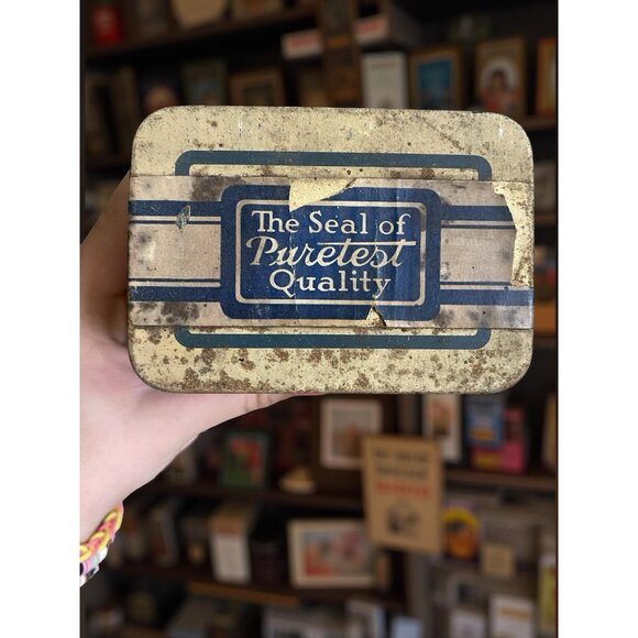 Vintage Puretest Epsom Salt Tin Container By United Drug Co. Retro Apothecary/Ch - Picture 2 of 6
